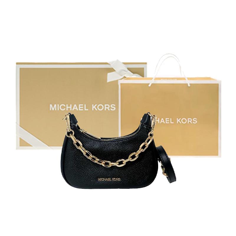 Michael Kors MK Cora 27 Мини-сумка на молнии из кожи через плечо Женские сумки Черный 35R3G4CC5L-BLACK