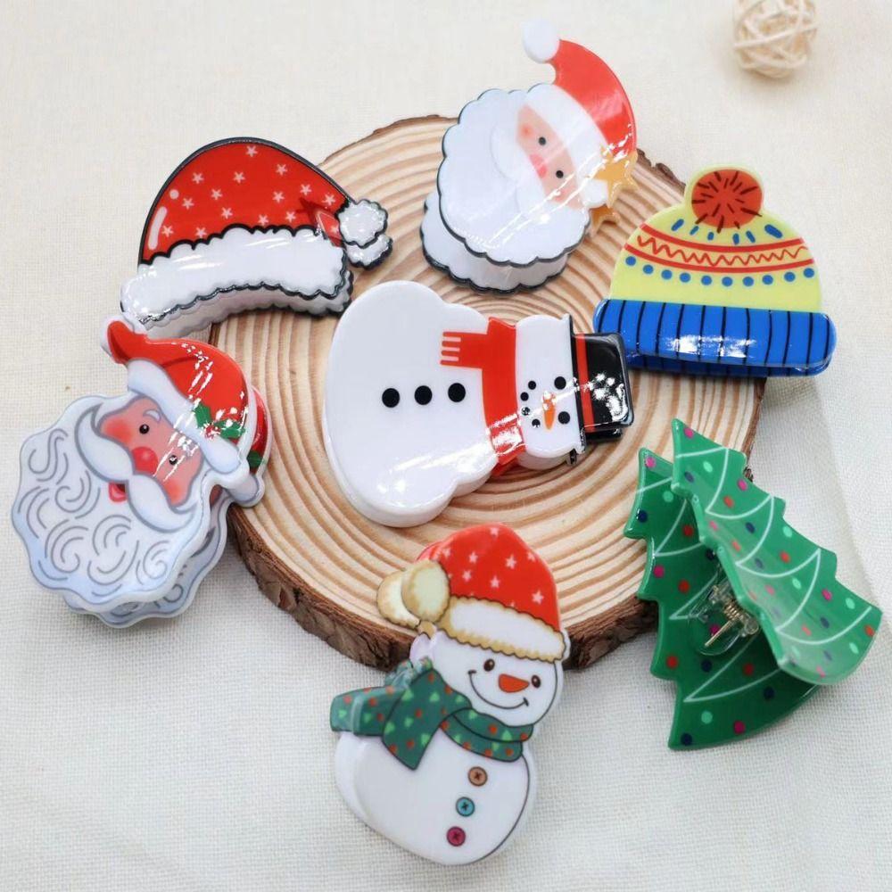 Christmas Hat Christmas Hair Claw Christmas Sock Small Shark Clip Unique Santa Claus Hairpin Daily