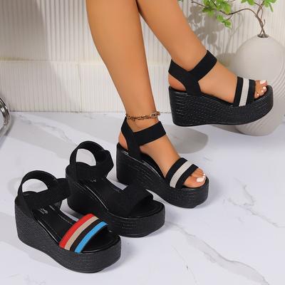 Модные женские сандалии на платформе 2024 Лето Босоножки с открытым носком на танкетке Обувь больших размеров для женщин Удобные Новый тренд Уличные повседневные сандалии Женские