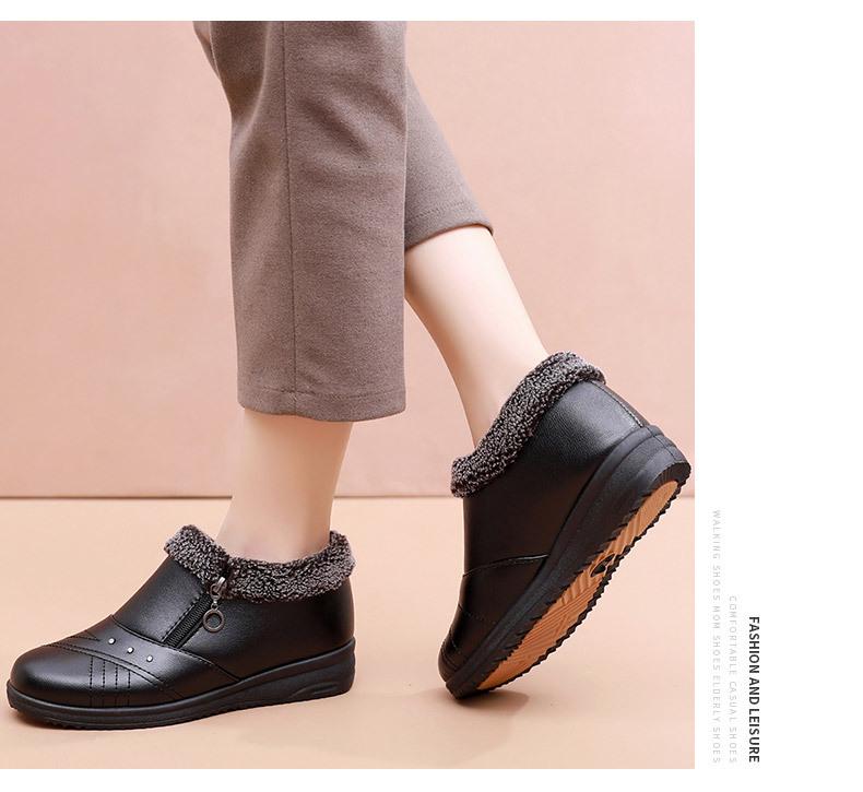 Зимние кожаные балетки Mom's Non-Slip с бархатной подкладкой для женщин постарше