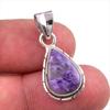 Natural Charoite Gemstone Handmade 925 Solid Sterling Silver Pendant 1.25'' Y1D10