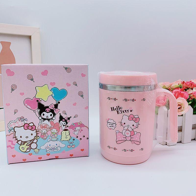 300 мл, нержавеющая сталь 304, мультяшная HelloKitty Kuromi, термокружка, бутылка для воды с ручкой и крышкой, для дома, детей, студентов