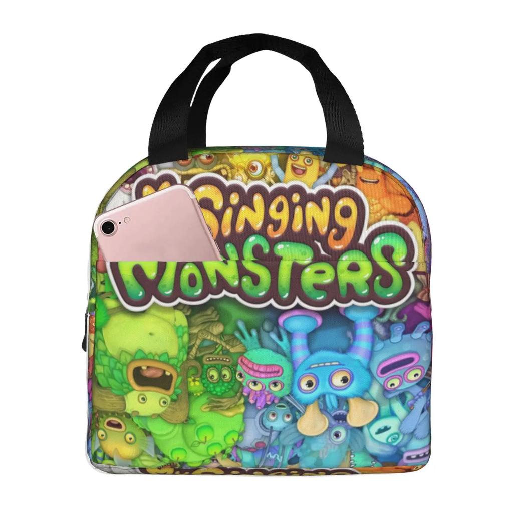 Изолированная сумка для обеда My Singing Monsters Cartoon для кемпинга, путешествий, видеоигр, водонепроницаемая термосумка для бенто-бокса для женщин и детей
