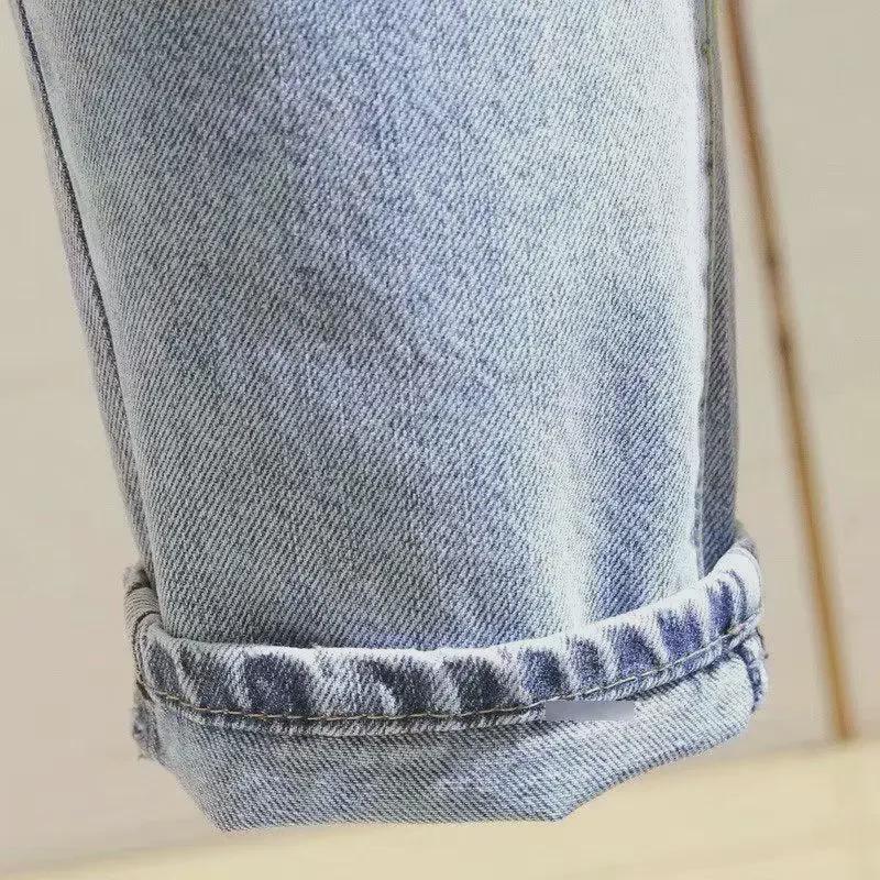 2025 Spring/Autumn Plus Size Harem Jeans for Girls - Loose, Slim, Straight Cut Carrot Pants