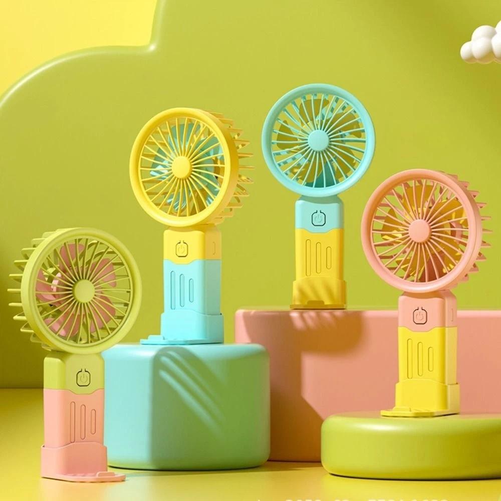 Strong Wind Mini Handheld Fan USB Rechargeable Small Electric Fan Macarons Fan Student Use