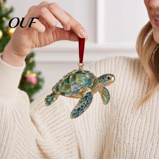 Unique Gifts for Home Sea Glass Christmas Ornament, Coastal Turtle Whale Shark Octopus Decorative Look Ornaments Tree Hanging Decoration