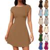 Women's Summer Casual Backless Cap Sleeve T Shirt Dress Round Neck Party Dresses