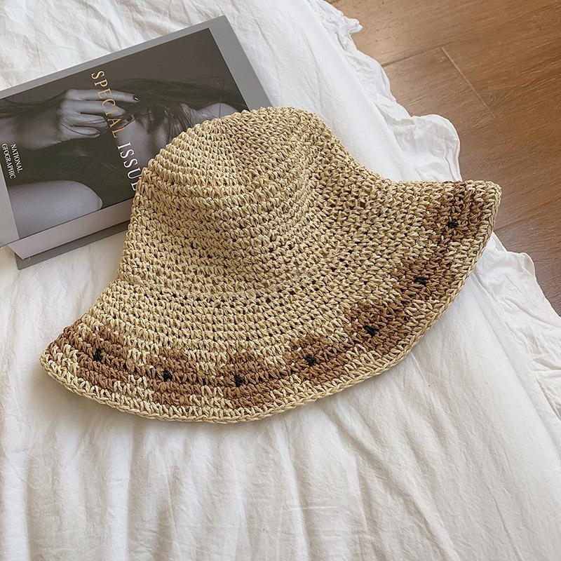 Women's Large Brim Foldable Breathable Straw Sun Hat for Summer Travel & Vacation