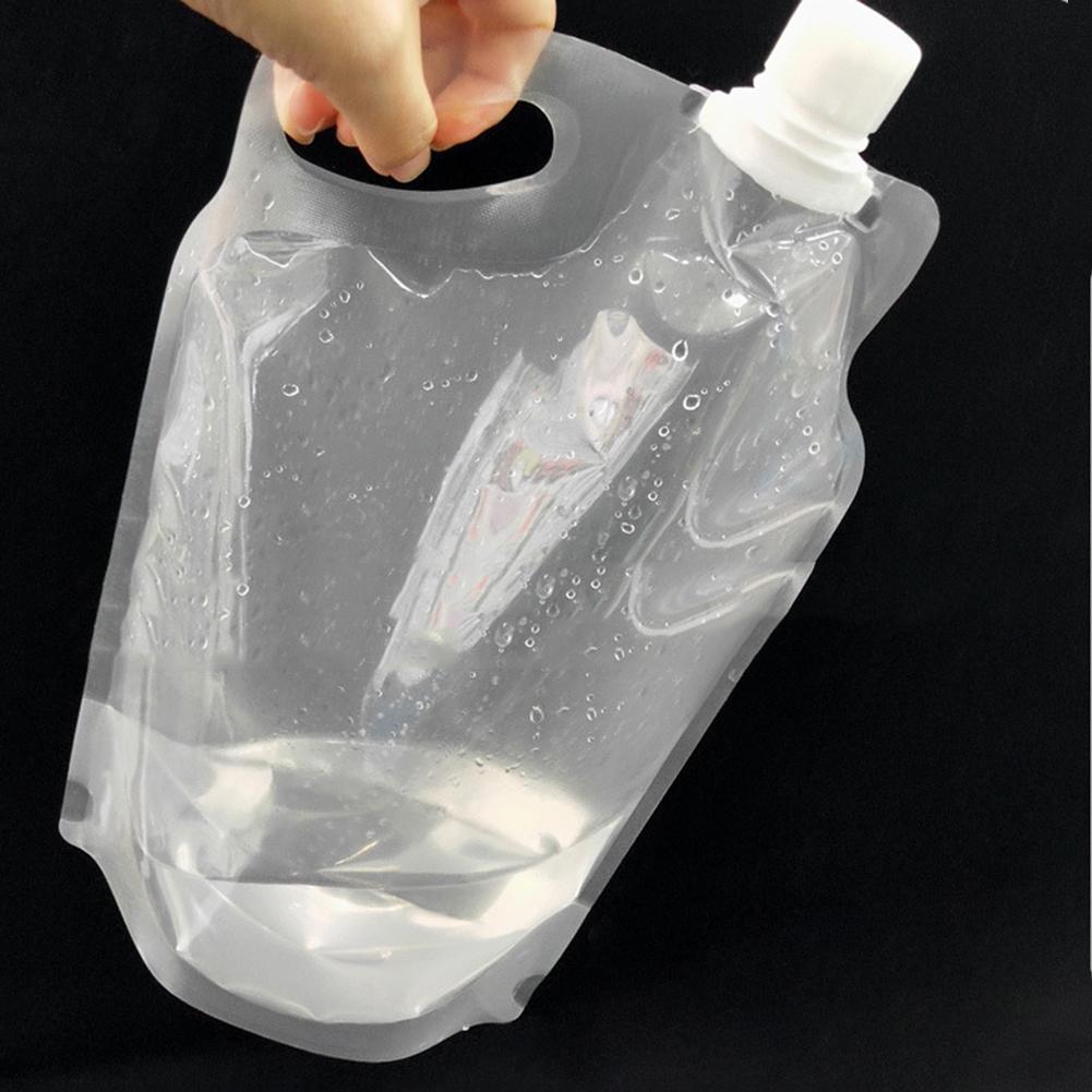 2L Foldable Drinking Water Bag Portable Folding Water Bucket Small Mouth Handle No Leakage for Camping Hiking Cycling