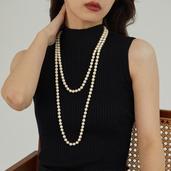 Элегантное женское ожерелье-свитер из искусственного жемчуга, двухслойное длинное ожерелье, простая универсальная цепочка для свитера
