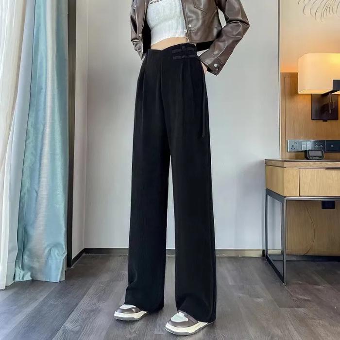 Широкие брюки Maillard 2023 из бархата с высокой талией на осень/зиму