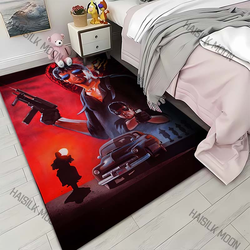 1PC Man with gun, car Carpet for Living Room Bedroom Sofa Home Decor Rus Non-slip Floor Mat Luxury Gift
