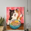 Japan Style Ramen Cat Canvas Art Painting Japanese Food Noodles Poster and Prints Wall Picture For Kitchen Restaurant Decoration