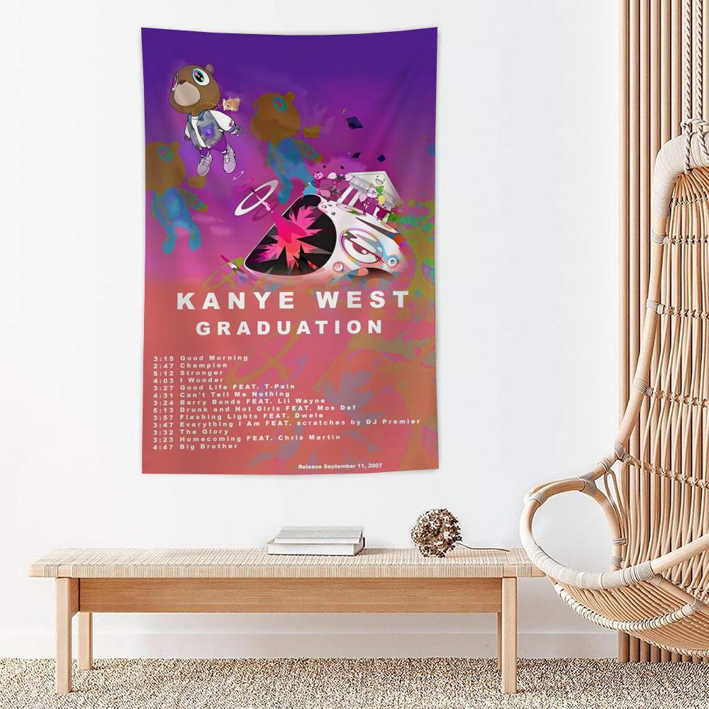 Album Rapper KKanye West Tapestry Microfiber Wall Hanging For Bedroom Living Room Decor Outdoor Festival Garden Bar Background