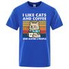 Футболка I Like Cats And Coffee Street для мужчин, модная повседневная свободная хлопковая одежда, дышащая футболка с круглым вырезом в стиле хип-хоп