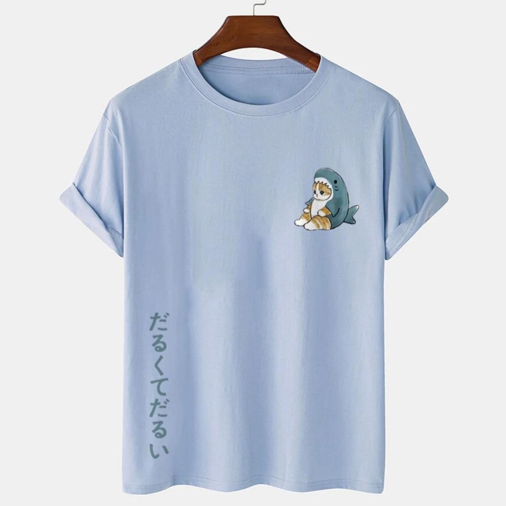 Футболка мужская с рисунком кота Футболка с принтом японского кота