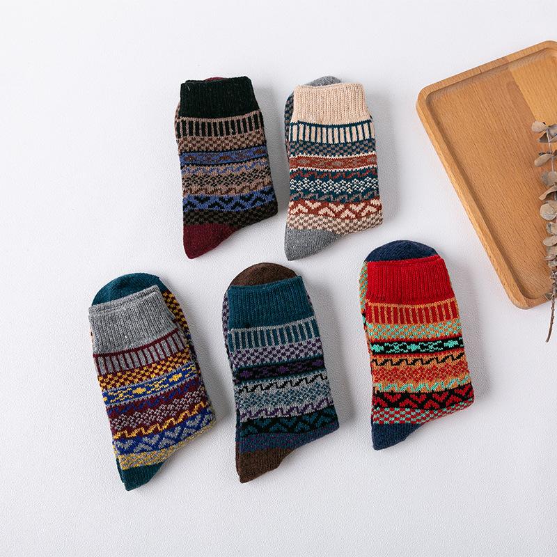 5 пар мужских зимних утолщенных носков из кроличьей шерсти в национальном стиле