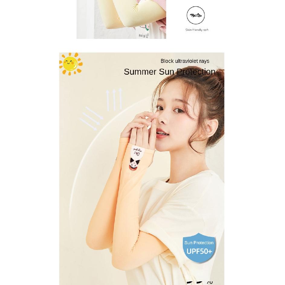 Летний солнцезащитный рукав, многоцветная защита рук для защиты от комаров, езда, мультяшная леди, вождение, ледяной шелк