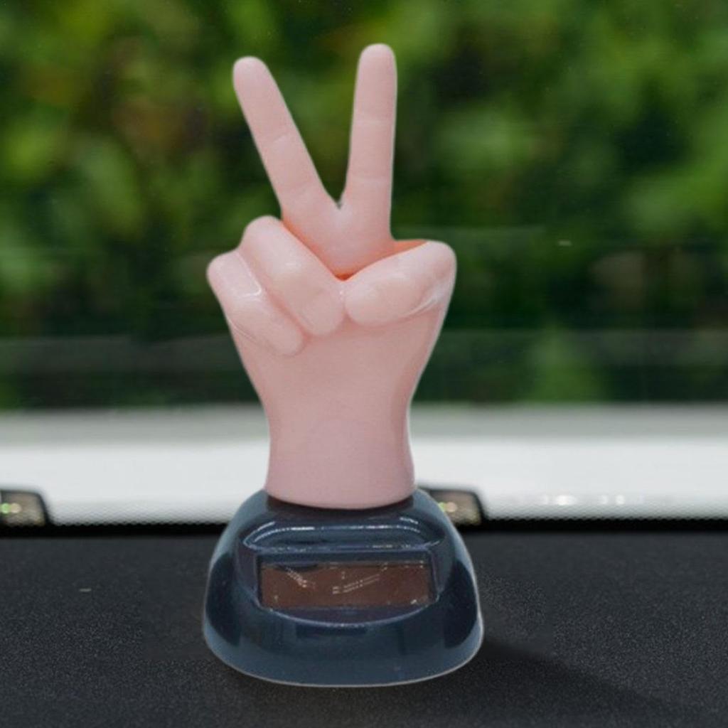 Middle Finger Car Decoration, Middle Finger Car Dashboard | Two Finger Shaking Solar Powered