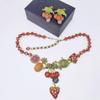 Европейский и американский ретро-стиль, позолоченный, цвет тропических фруктов, прозрачный набор ожерелья и серег