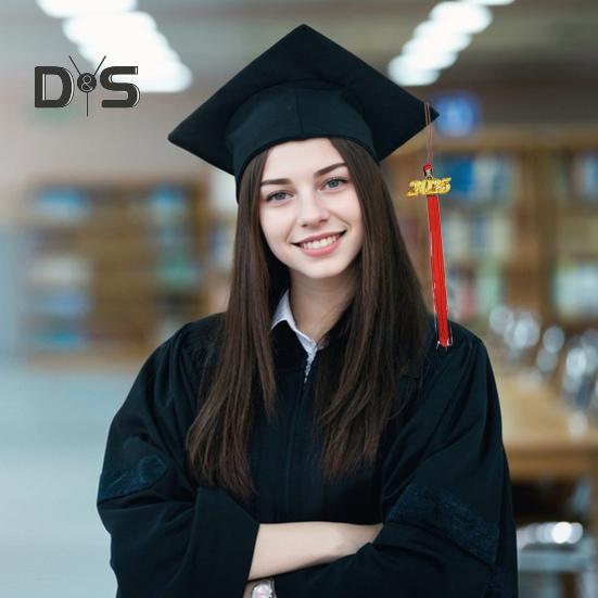 Кепка для выпускников для взрослых, кепка бакалавра, регулируемый размер, эластичный ремешок, плоский верх, эластичный ремешок, кепка с кисточками, штамп 2025 г.