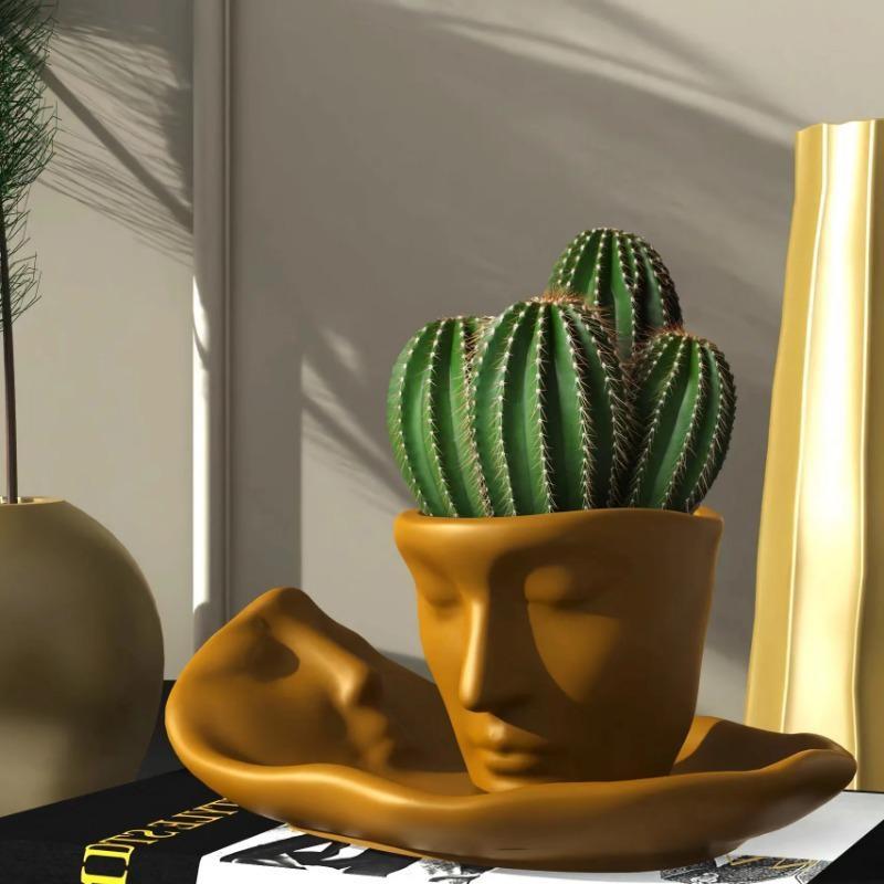 Абстрактная форма для хранения лица, форма для цветочного горшка, форма для человеческого лица, сделай сам, эпоксидная смола, цемент, гипс, контейнер для свечей, чашка, силиконовая форма, садоводство, декоративные поделки