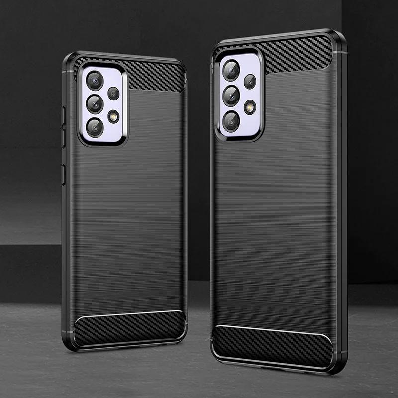 Для Samsung Galaxy A12 A22 A32 A42 A52 A72 Чехол из углеродного волокна, силиконовые чехлы для телефонов для Galaxy M22 M32 M42 M52 Задняя крышка