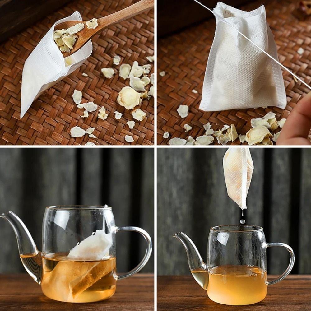 100Pcs Drawstring Tea Filter Bags with String Non-woven Fabric Tea Infuser Tea Accessories