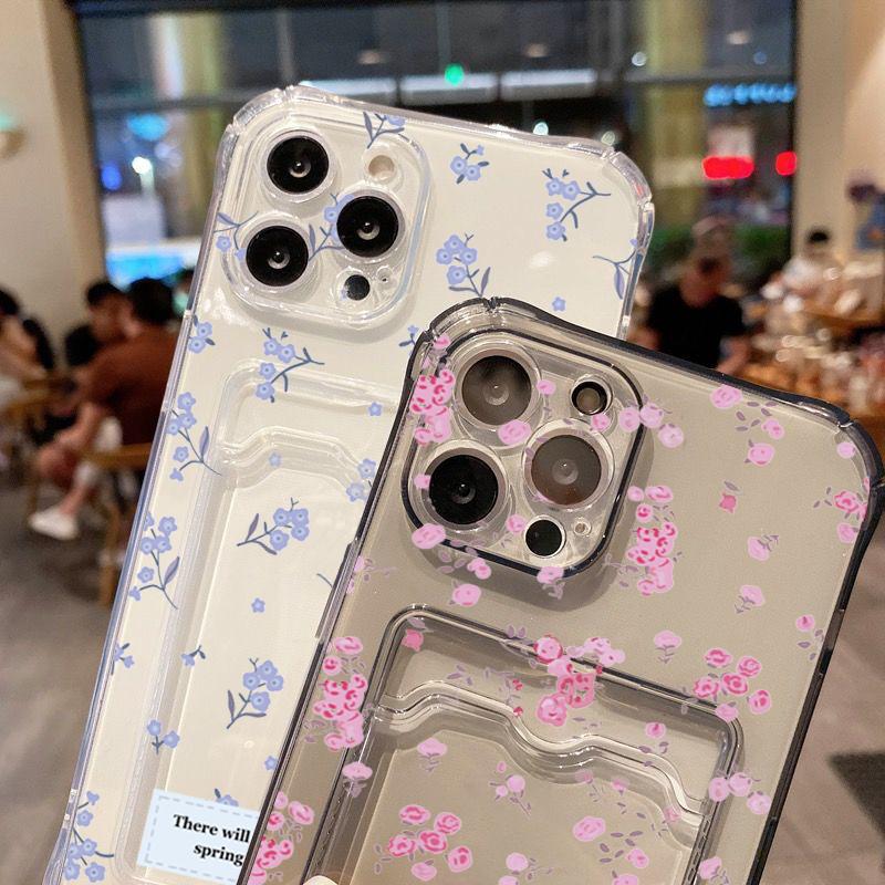 Корейский Милый Цветочный Прозрачный Чехол Для Телефона Для iPhone 16 15 14 13 12 11 Pro Max XS X 7 8 Plus SE2 Кошелек Картхол Защитная Крышка Объектива