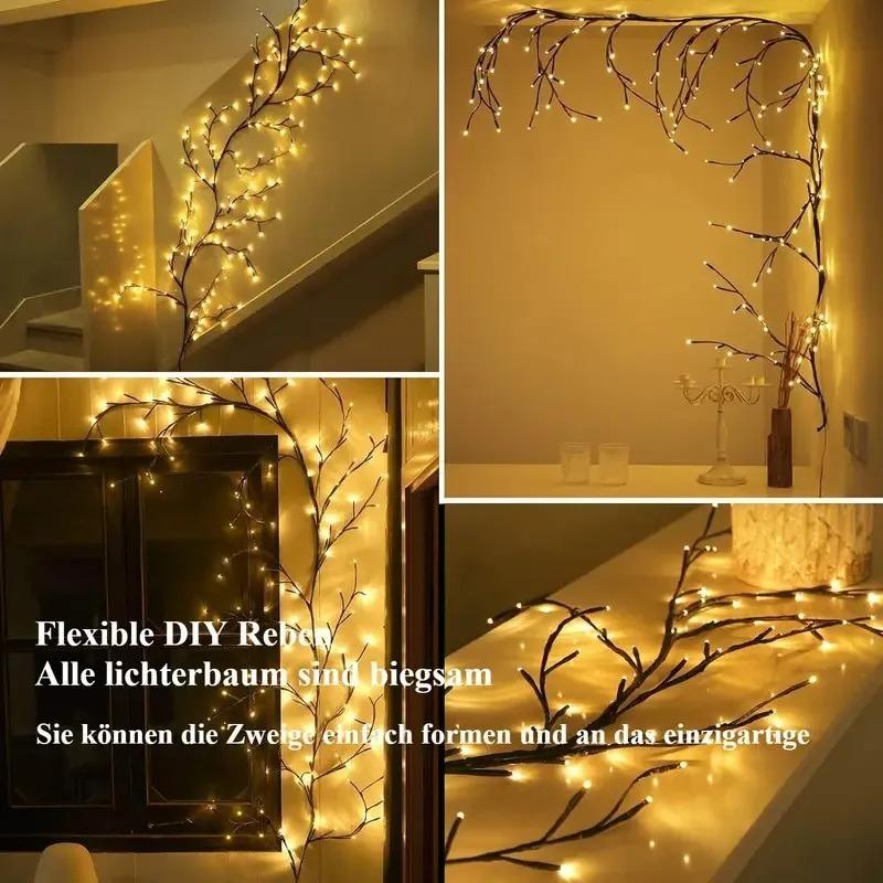 LED Willow Vine Tree Branch Lamp 8 Lighting Modes Flexible DIY Atmosphere Light Strip For Bedroom Wall Home Indoor Decoration