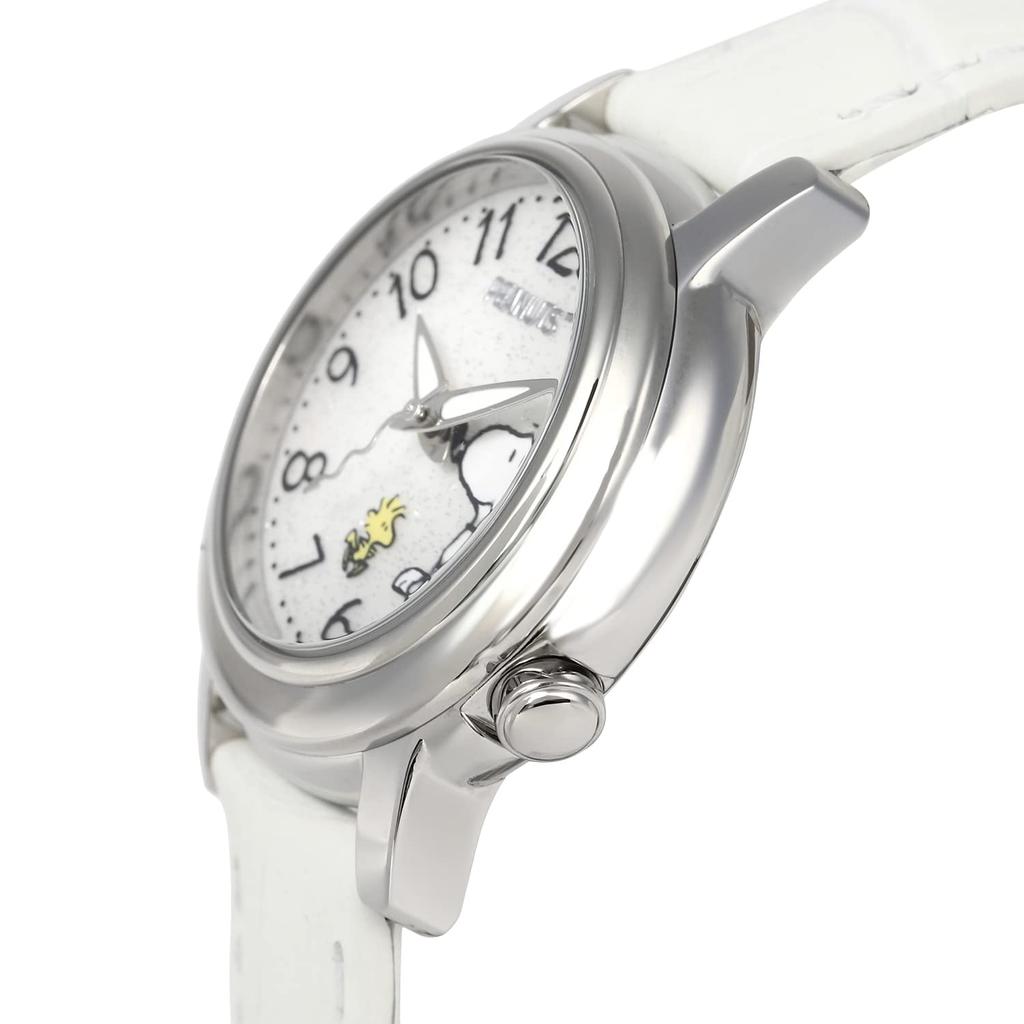 Snoopy Watch World Limited 100 Pieces Each with Serial Number Japanese Planning Model Genuine Leather Strap Women's (White)