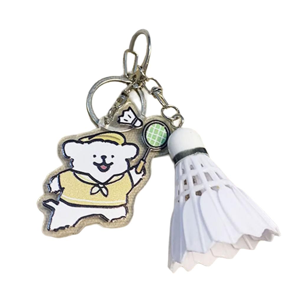 Брелок для ключей с изображением собаки из мультфильма «Бадминтон», подвеска в виде мяча для бадминтона, небольшой брелок, акриловые брелоки, подарок для пар, любителей бадминтона