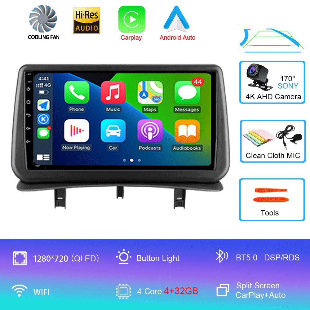 Видеоплеер Android14 Carplay для Renault Clio 3 Clio3 2005 2006 2007 2008 2009 - 2014 Мультимедийное автомобильное радио WIFI+4G DSP Stereo