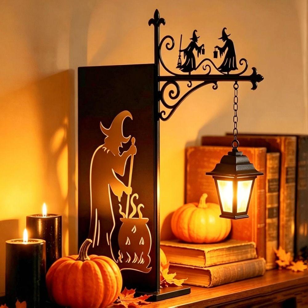 Gothic Iron Witch Bookshelf Lamp Black Metal Mini Shelf Lamp Gift for Book Lovers
