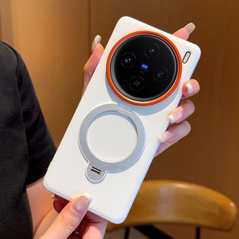 Для VIVO X100 X100S X100S Pro X100 Pro X100 Ultra чехол для телефона однотонный с вращающейся магнитной подставкой, противоударный и с защитой от отпечатков пальцев