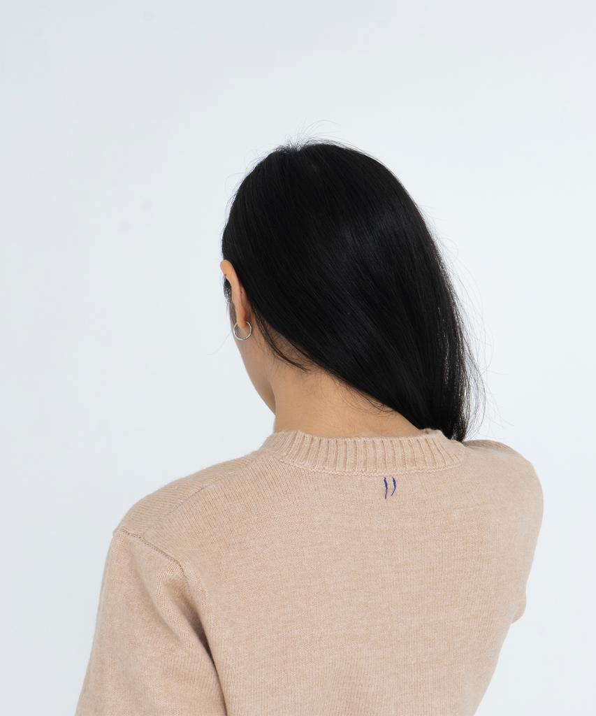 ODD DOT Crew Neck Loose Fit Wool Knit_Orange