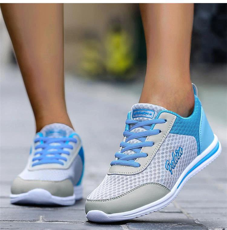 Fashion Breathable Sneakers For Women 2025 New Fashion Solid Color Soft Women Sneakers Mesh Fabric Lace Up Woman Shoes Female Footwear