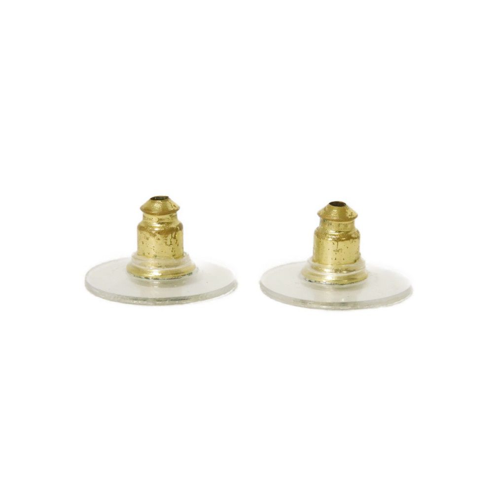 Used 10097 Crystal COCO Mark ABE807 7983 Resin Strass Clear Gold Studs CC Mark Black Women's from Japan AUTHENTIC