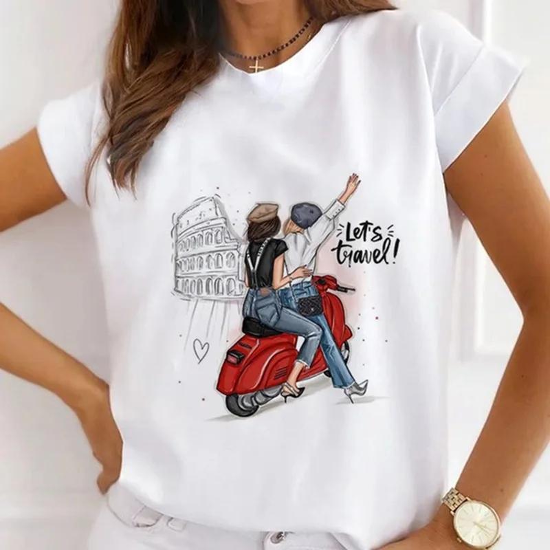 Festival Christmas Printed Short Sleeved Casual Womens Tshirt Crewneck Tops Kawaii Fashion Women TShirt Clothes Harajuku