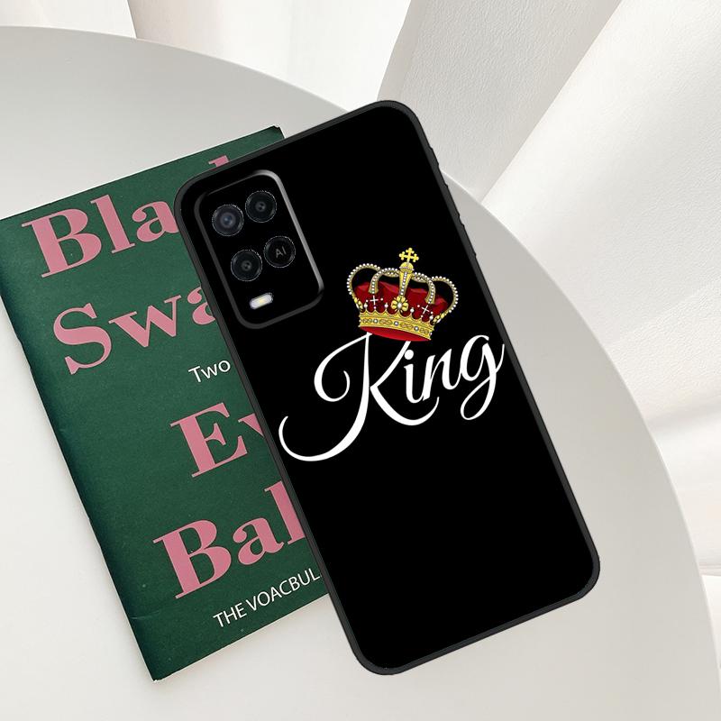 Чехол-пара с коронами QUEEN & KING для Oppo A96 A76 A16 A15 A17 A52 A72 A54S A57S A58 A78 A98 A57 A77 A54 A74 A94