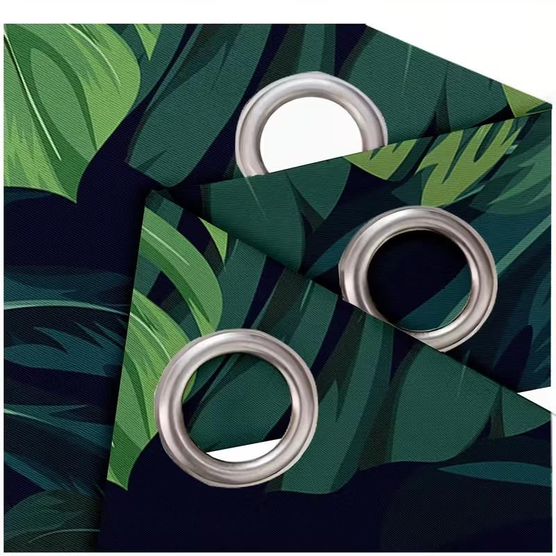 2 шт. штор с принтом зеленых листьев, подходят для украшения спальни, гостиной, кухни, домашнего декора, украшения окна