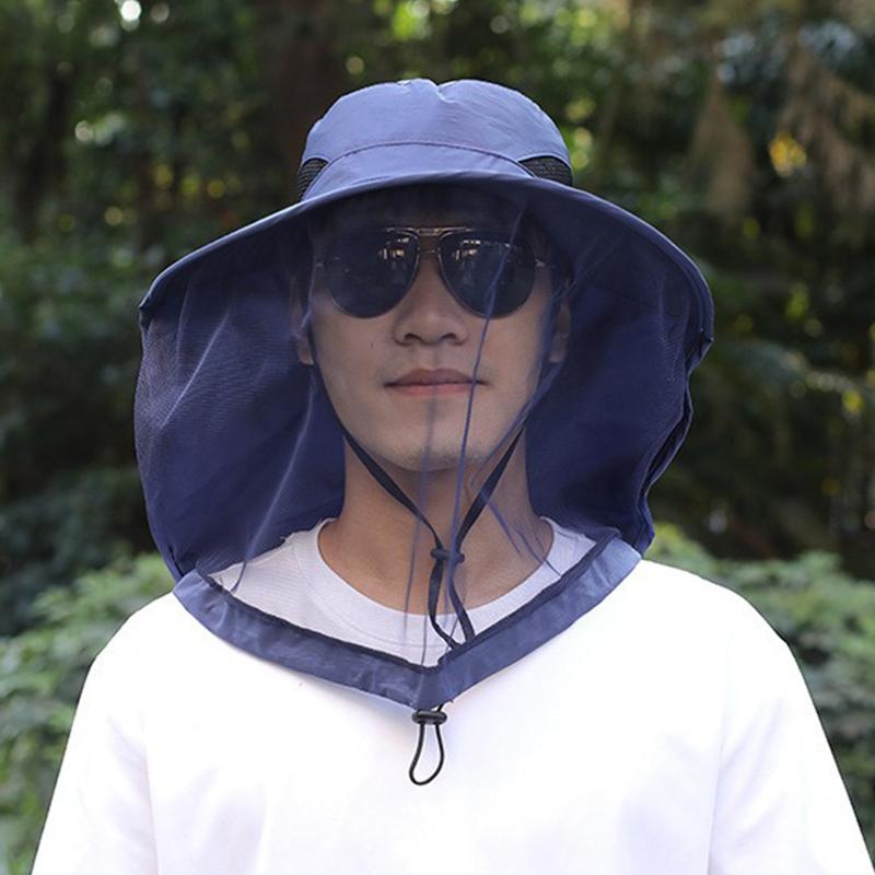 Foldable Mosquito Hat With Hidden Net Mesh Repellent Bee Protection Casual Outdoor Sunscreen Fishing Cap Panama Hat