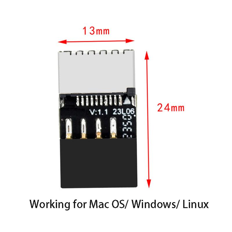USB 2.0 to Type E Converter 9Pin USB to Type E Plug Extender Adapter for PC Case Motherboard USB C Slot 9PIN Cable Splitter