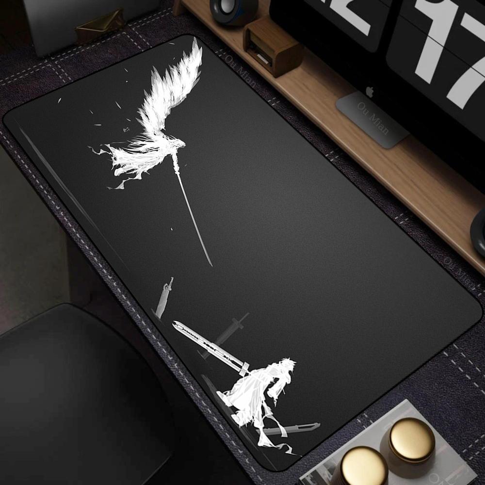 Black Anime Desktop Mat Office PC Gaming Accessories Keyboard Mouse Pad Laptop Final Fantasy Mousepad Gamer Non-slip Carpet Xxl