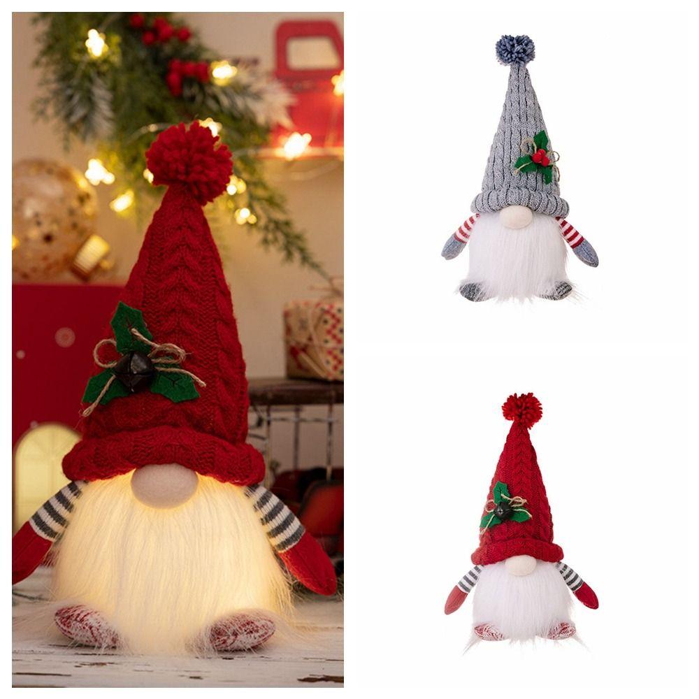 Gnome Doll Dwarf Doll With Lights Faceless Doll Cartoon Christmas Dwarf Knitted Hat Christmas