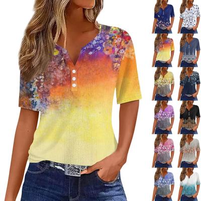 Футболки для женщин, плиссированные, с квадратным вырезом, нарядные, повседневные, блузки с принтом, с коротким рукавом, летние топы свободного кроя
