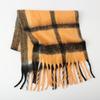 Autumn and Winter New Rainbow Plaid Imitation Cashmere Fringed Scarf Women's Mohair Enlarged Thick Shawl Warm Scarf