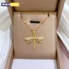 316L Stainless Steel Personality Dragonfly Pendant Necklace For Women Fashion Girls Clavicle Chain Party Jewelry Gifts