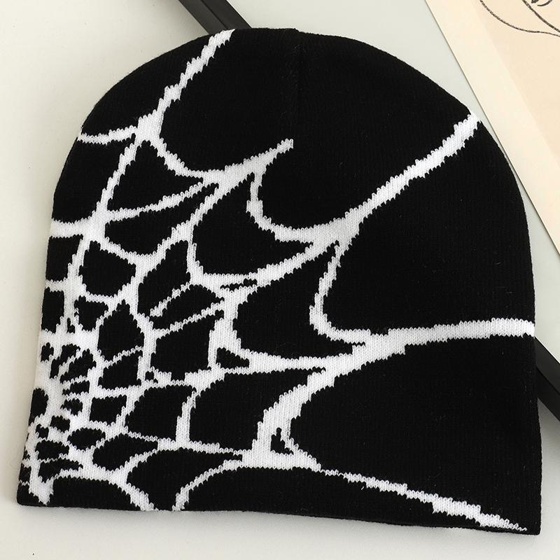 Fashion Knitted Spider Web Design Beanie Hats Y2K Men Women Accessories Winter Warm Cap Hip-hop Street Cap Halloween Gift