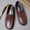 2025Genuine Leather Men Casual Shoes Luxury Brand Soft Mens Loafers Moccasins Breathable Slip On Black Driving Shoes Plus Size